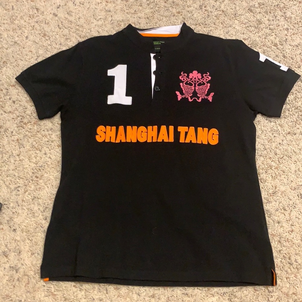 Shanghai Tang Black women’s polo. NEVER WORN